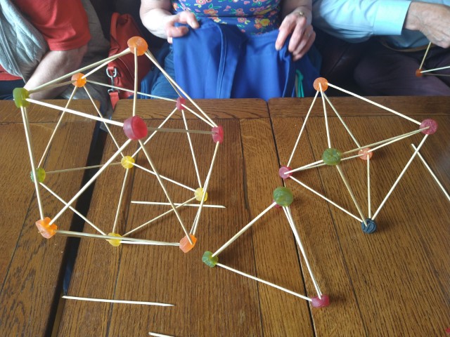 Polyhedrons made from wine gums/skewers