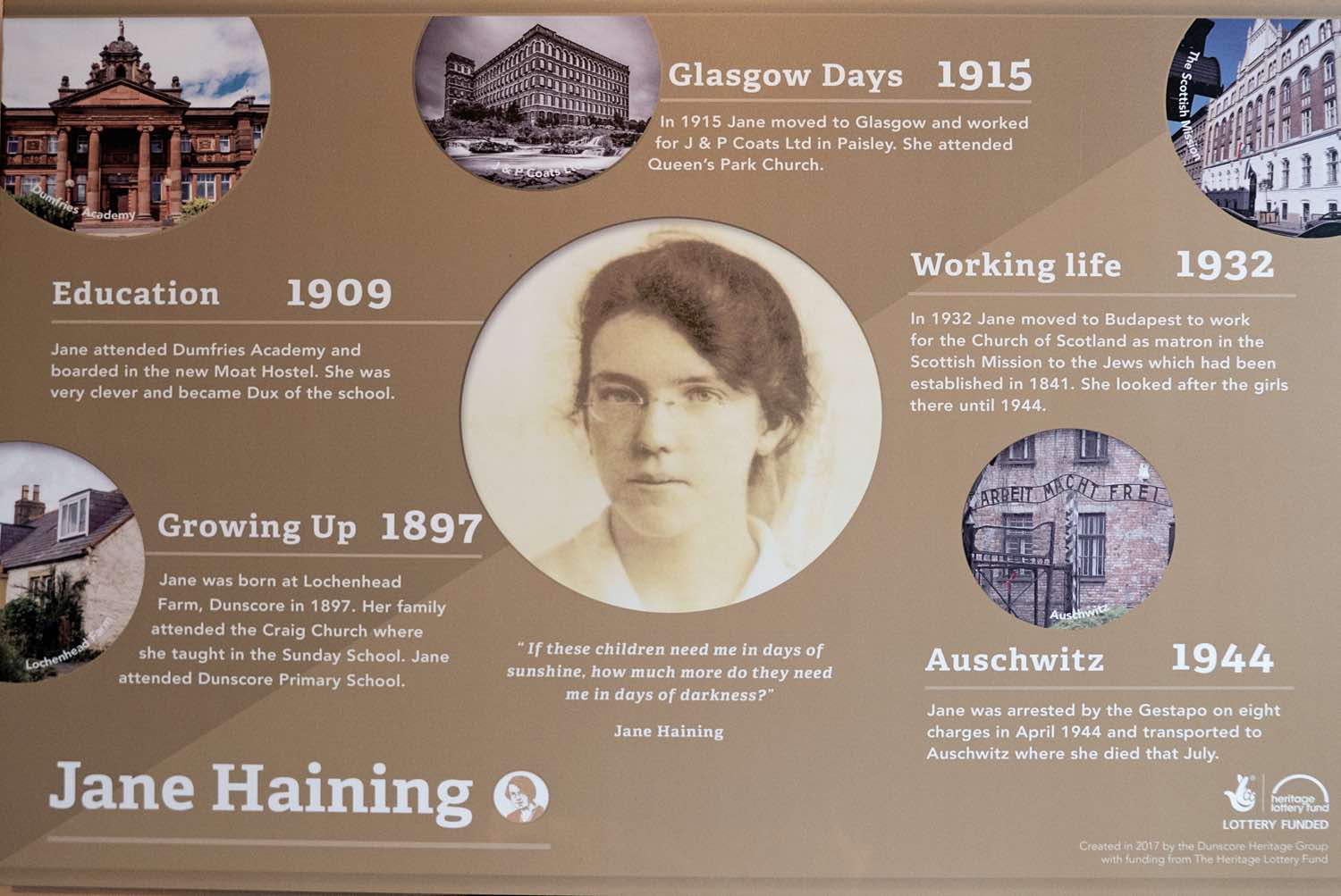 Jane Haining information board