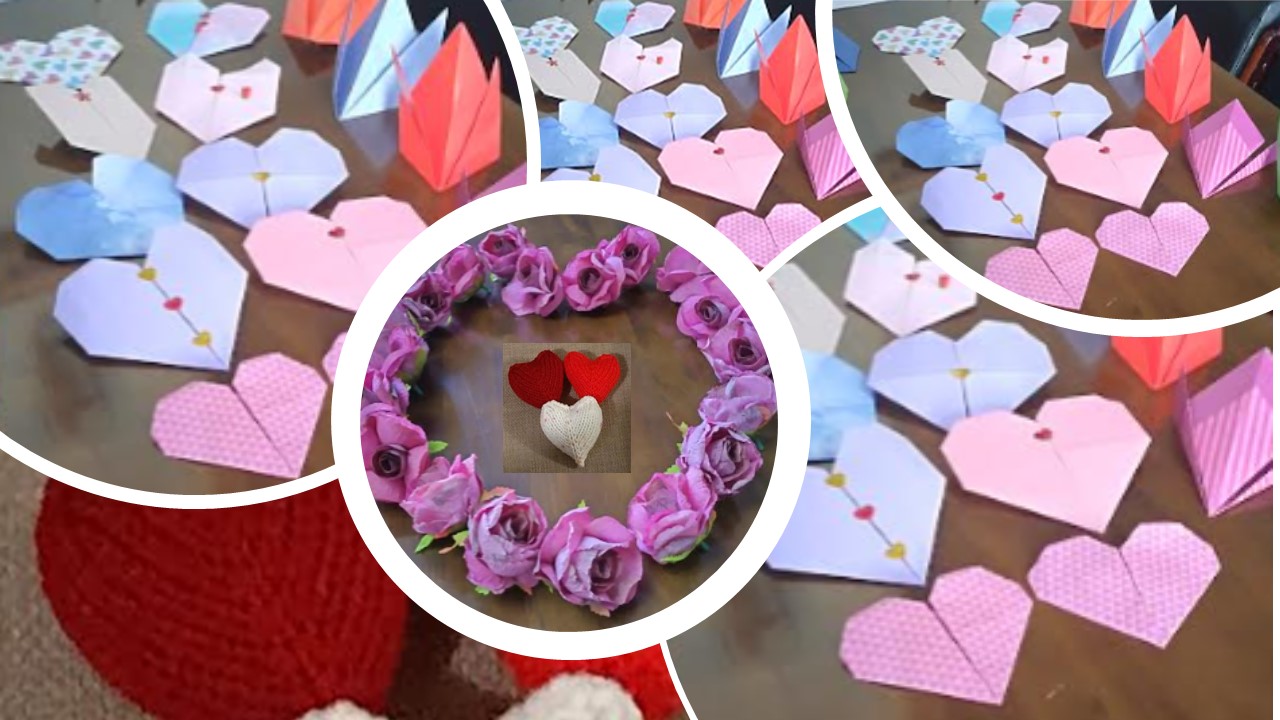 Origami hearts & flowers, February 2024