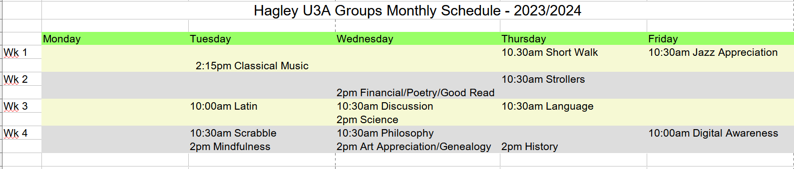 Groups Calendar