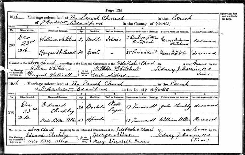 1916 Marriage Register