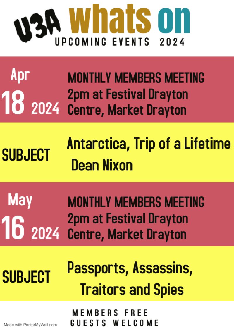 Upcoming events Apr and May 2024