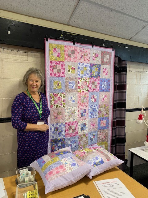 Wendy with Xmas Quilt for Raffle