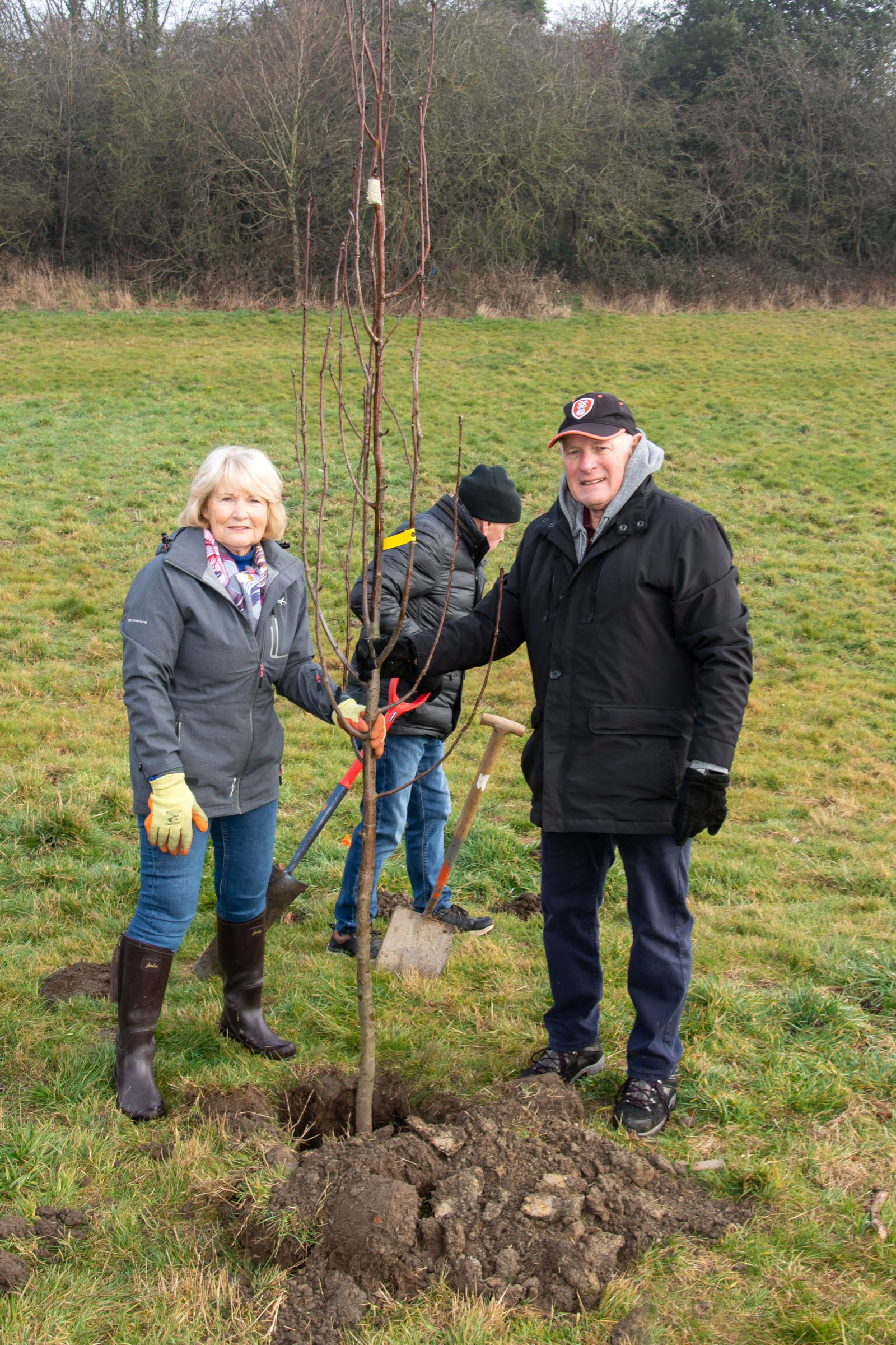 Lesley and Bruce planting the woodland