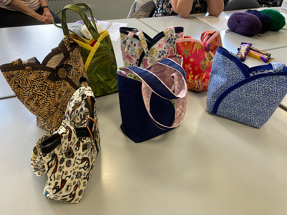 Bucket bags made by the craft group