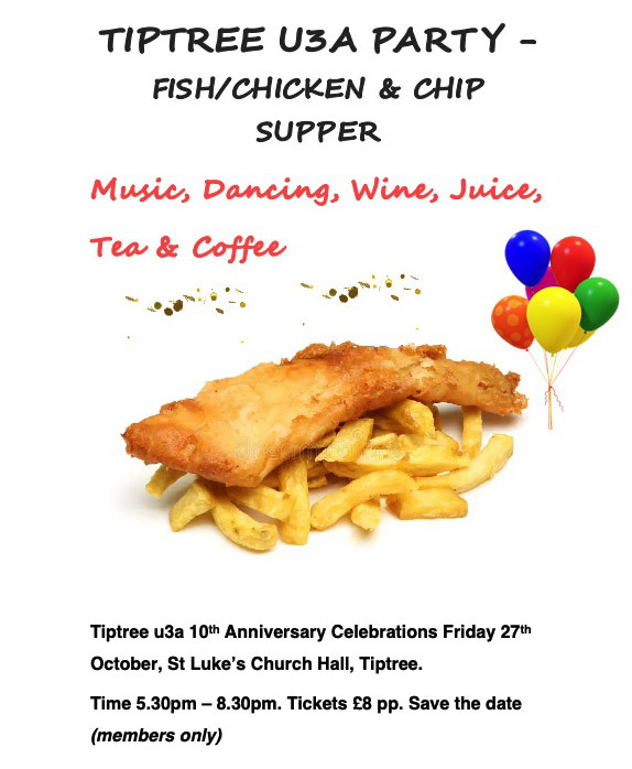 Fish/chicken supper - party 27th October