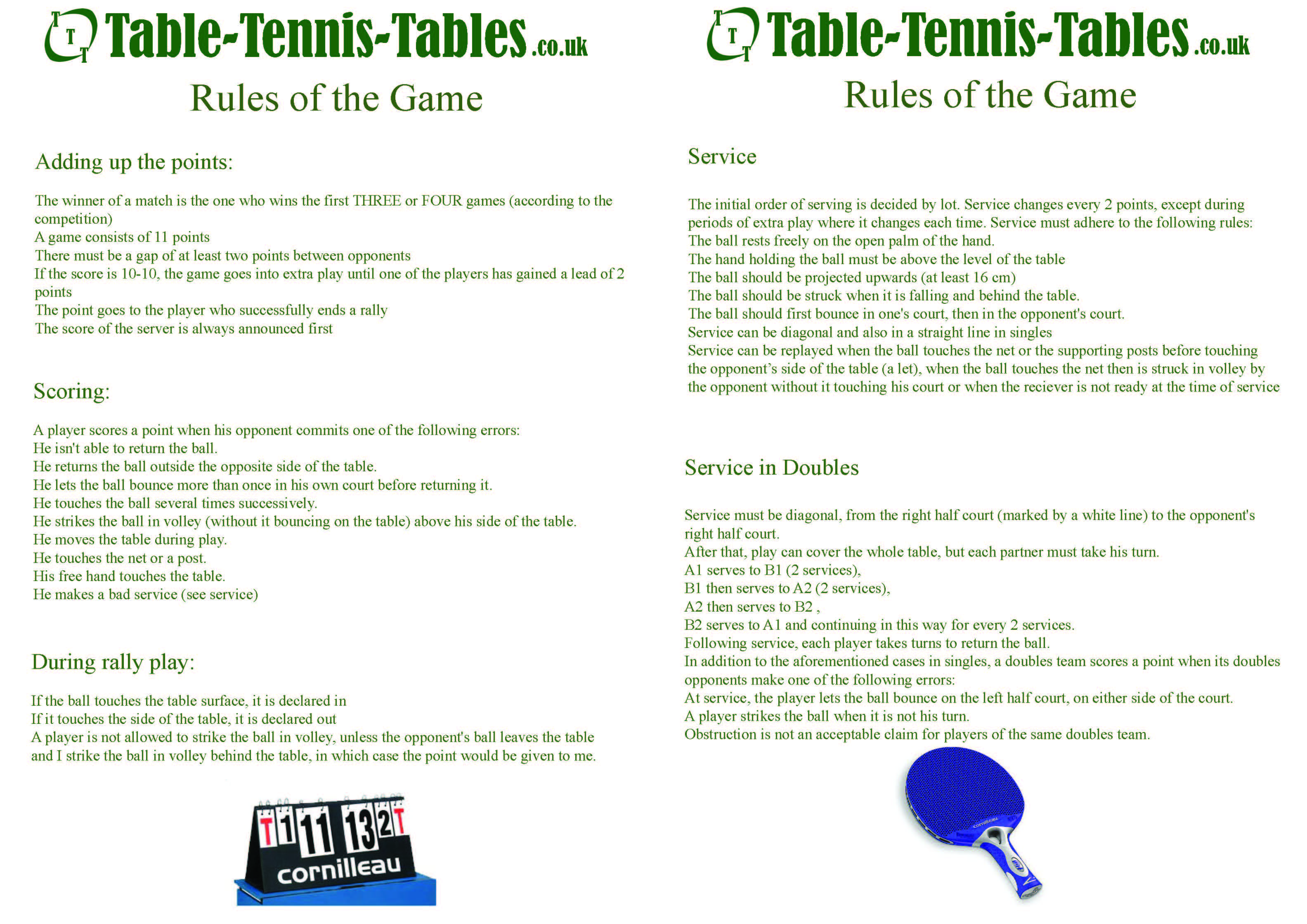 Table Tennis - the rules