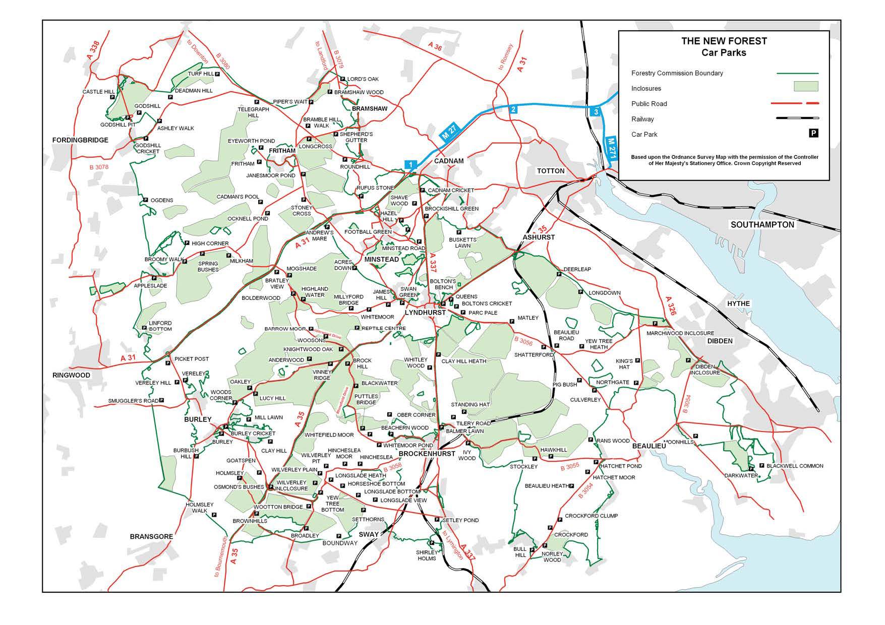 New Forest Car Parks Map