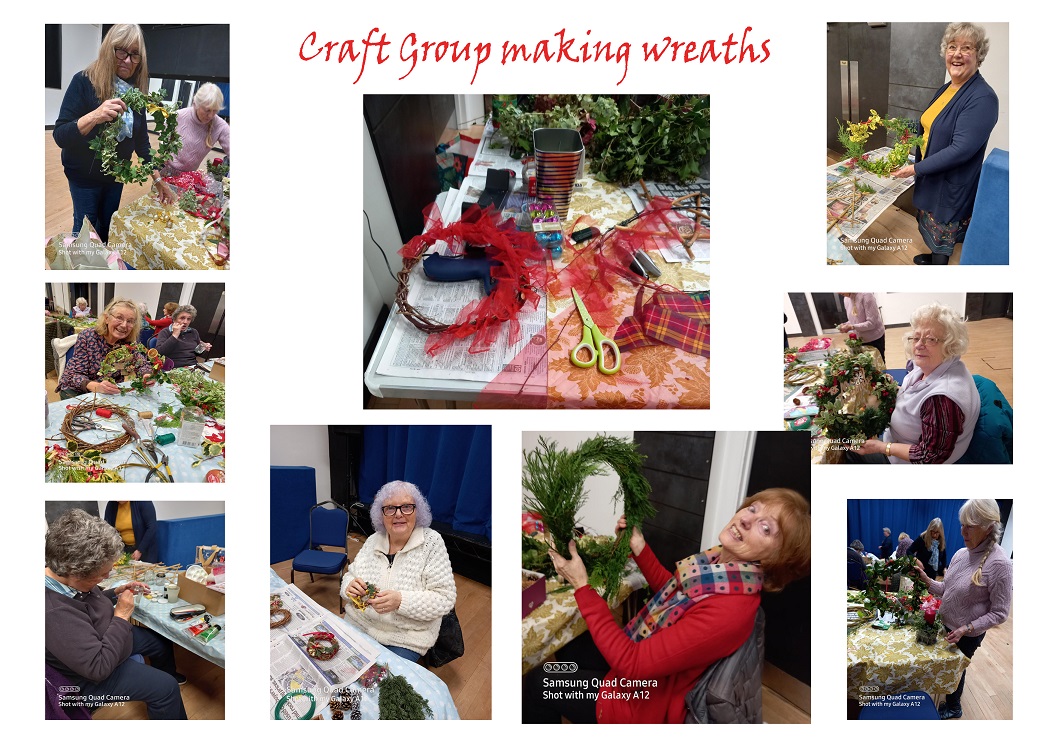 Craft Group making Christmas Wreaths